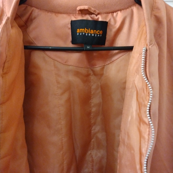 Pink/rose gold silky bomber jacket - Picture 3 of 3